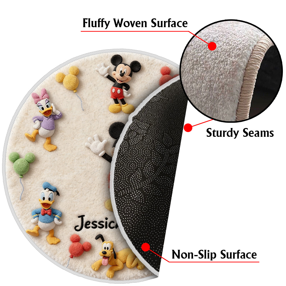Personalized Mickey Mouse Non-Slip Tufted Rug for Kids Room Non-Slip Tufted Rug GradoCreations