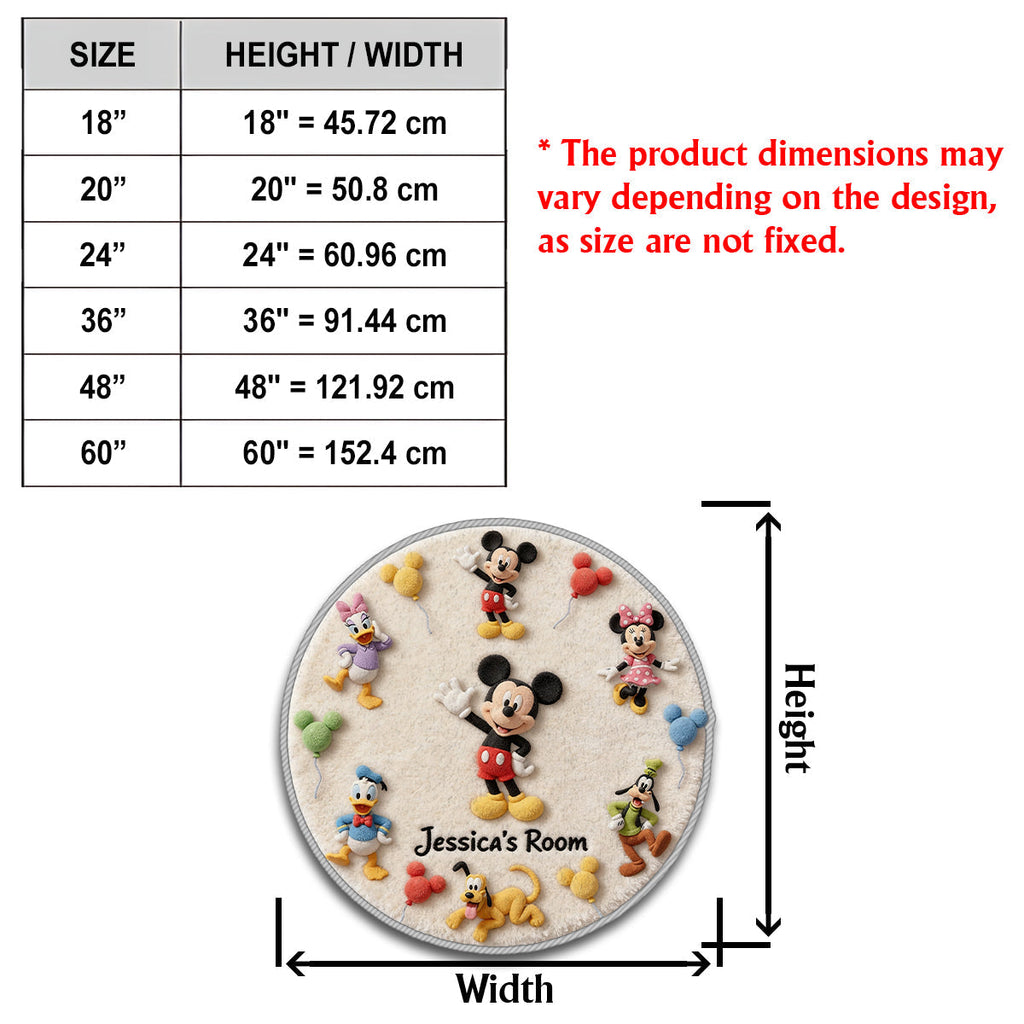 Personalized Mickey Mouse Non-Slip Tufted Rug for Kids Room Non-Slip Tufted Rug GradoCreations