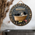Personalized Round Wood Sign Custom Mouse Bath Soap Decor Round Wood Sign GradoCreations