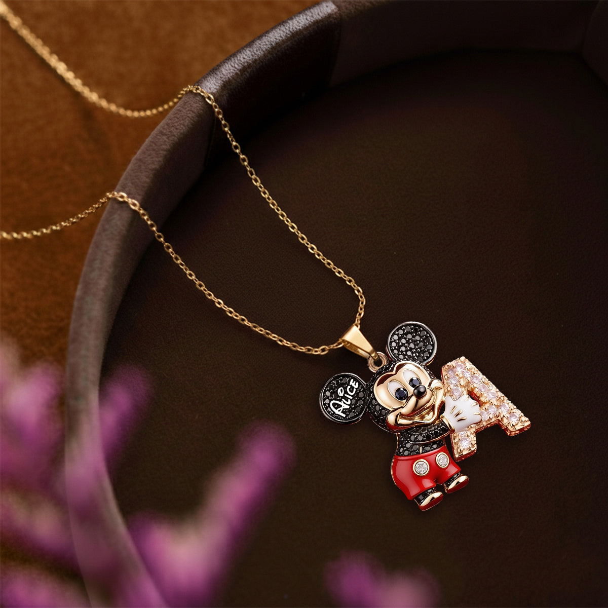 Personalized Mouse Shaped Pendant Necklace Custom Name Gift for Kids Shaped Metal Pendant Necklace GradoCreations