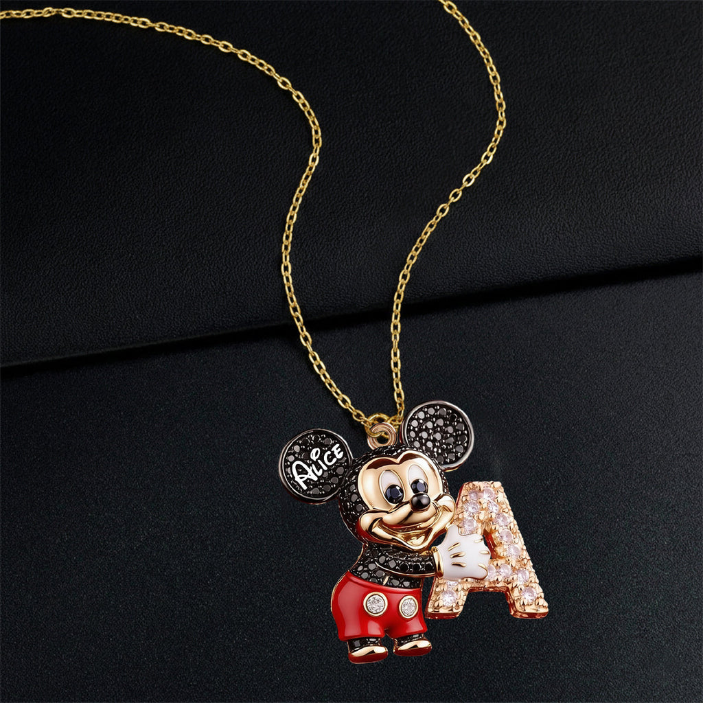 Personalized Mouse Shaped Pendant Necklace Custom Name Gift for Kids Shaped Metal Pendant Necklace GradoCreations