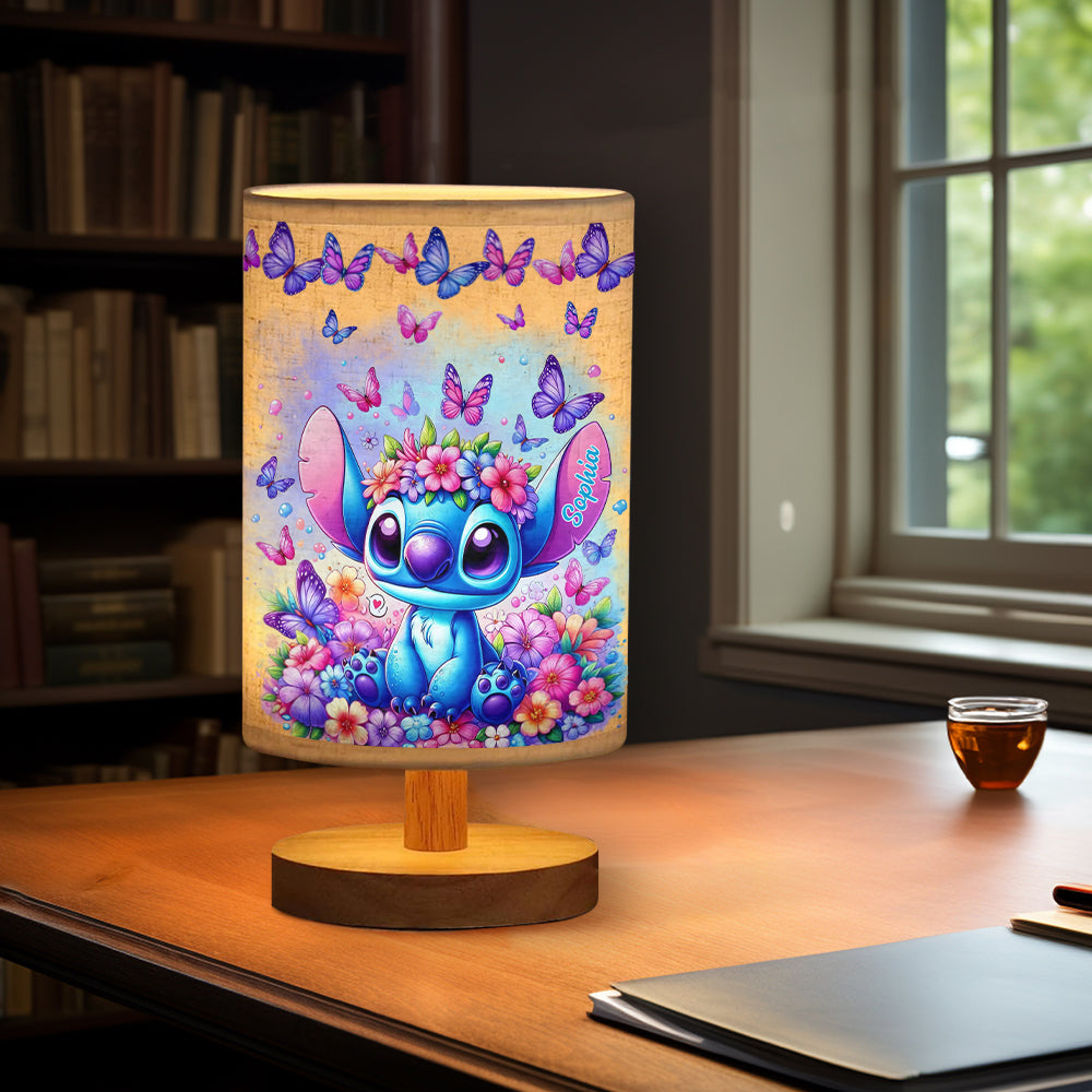 Personalized Tableside Lamp with Wood Base Custom Name Gift Tableside Lamp with Wood Base GradoCreations
