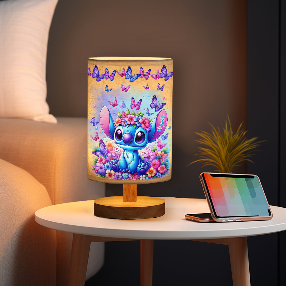 Personalized Tableside Lamp with Wood Base Custom Name Gift Tableside Lamp with Wood Base GradoCreations
