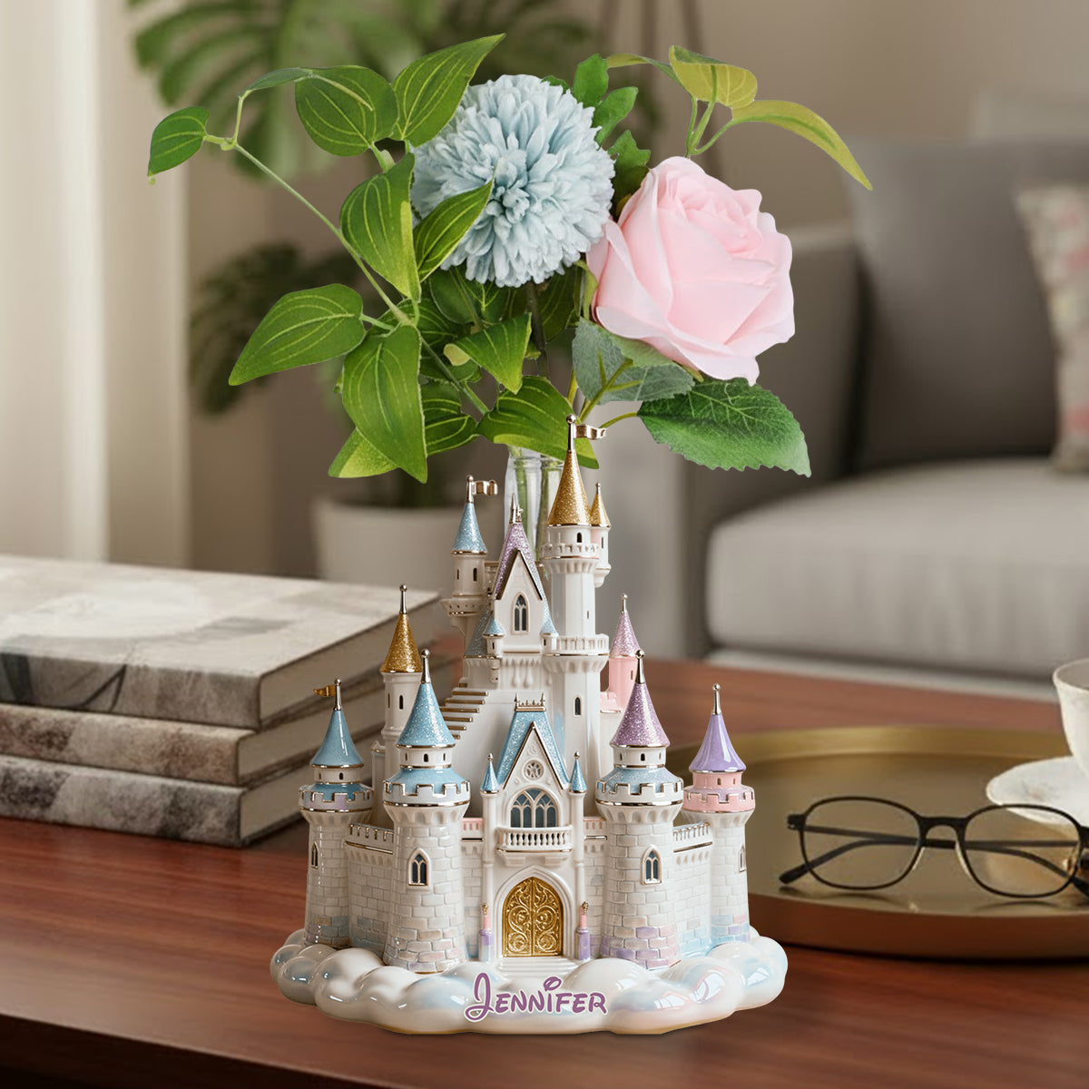 Personalized Castle-shaped Acrylic Flower Vase Custom Gift Custom Shape Acrylic Flower Vase GradoCreations