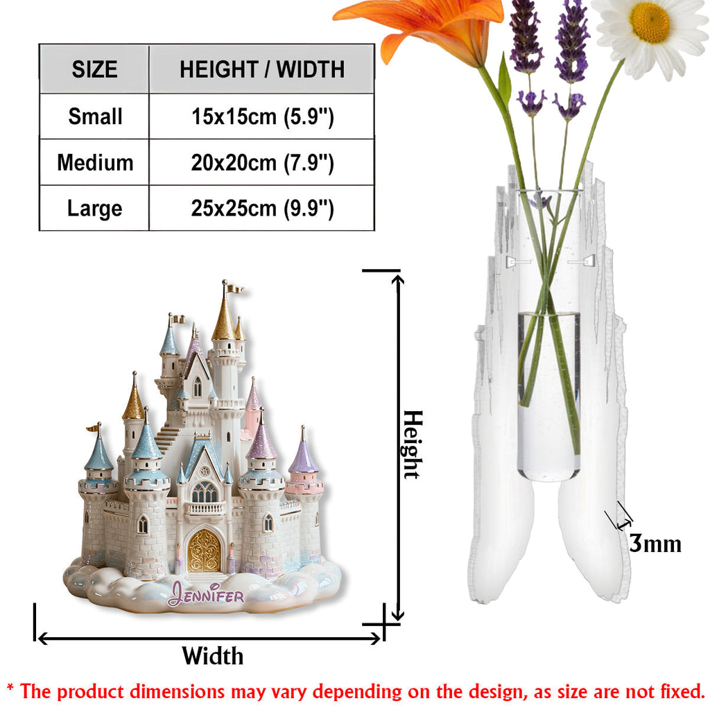 Personalized Castle-shaped Acrylic Flower Vase Custom Gift Custom Shape Acrylic Flower Vase GradoCreations