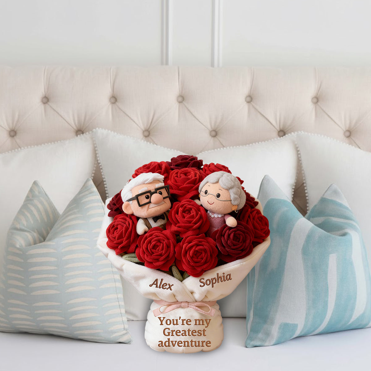 Personalized Faux Fur Shaped Pillow Couple Gift Adventure Faux Fur Shaped Pillow GradoCreations