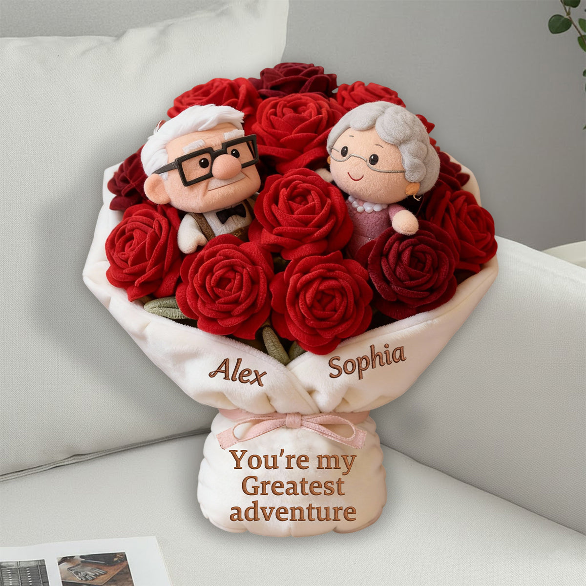 Personalized Faux Fur Shaped Pillow Couple Gift Adventure Faux Fur Shaped Pillow GradoCreations