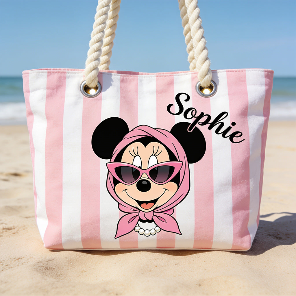 Personalized Canvas Beach Bag Custom Name Gift for Travelers