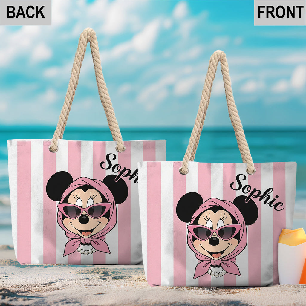 Personalized Canvas Beach Bag Custom Name Gift for Travelers