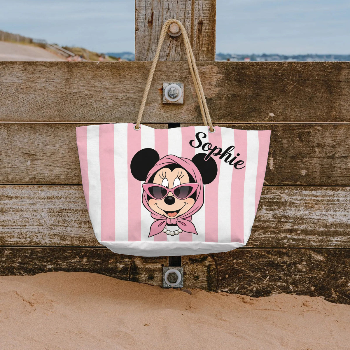 Personalized Canvas Beach Bag Custom Name Gift for Travelers