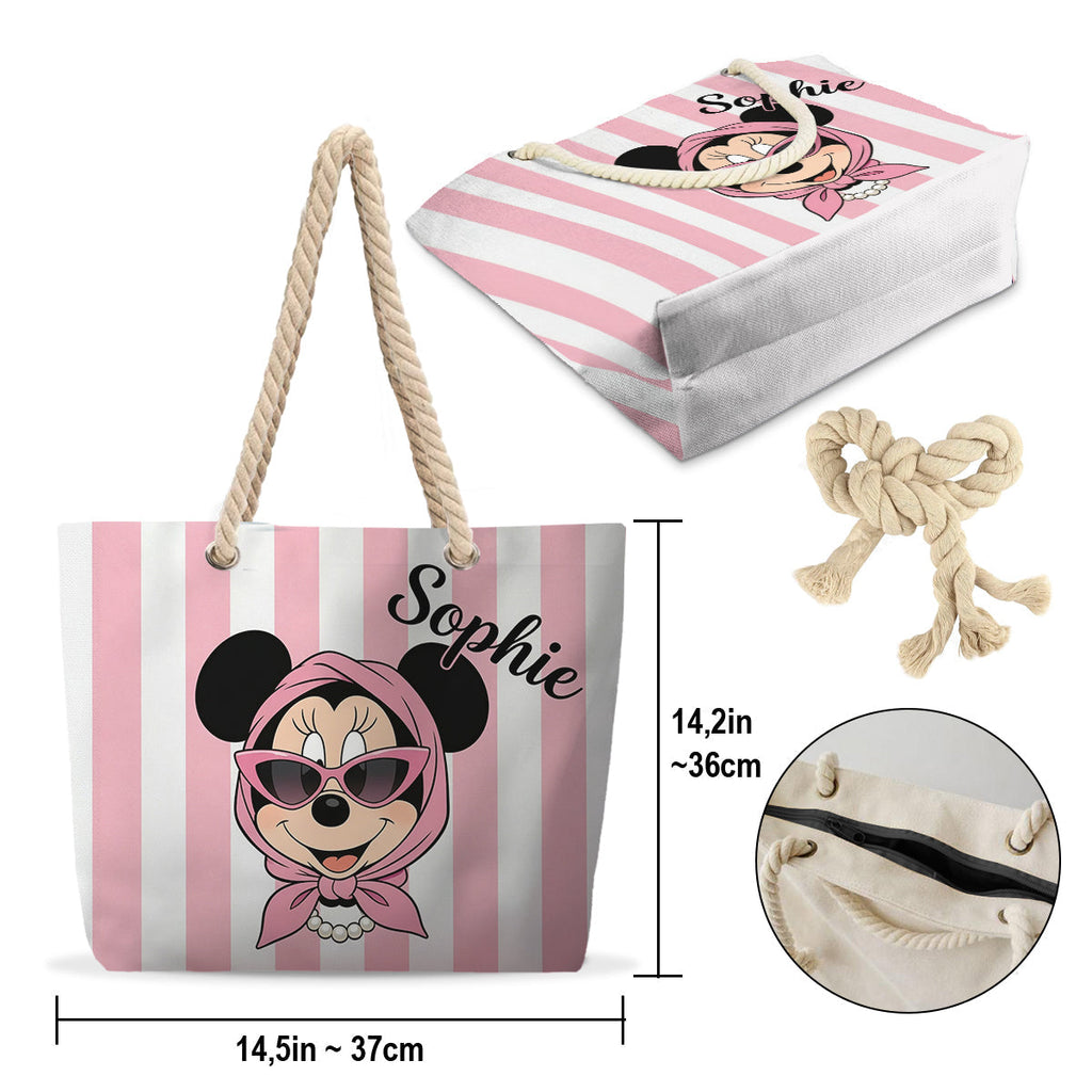 Personalized Canvas Beach Bag Custom Name Gift for Travelers