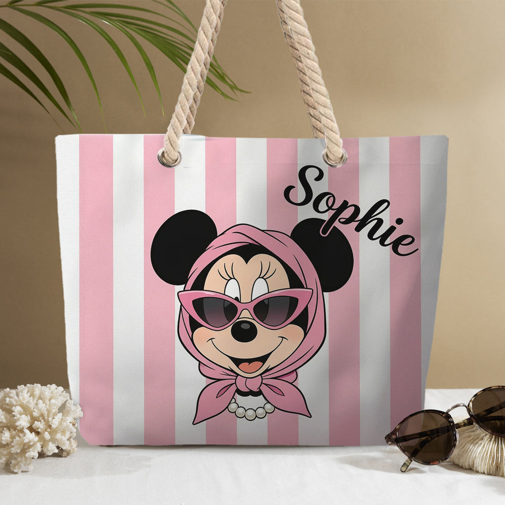 Personalized Canvas Beach Bag Custom Name Gift for Travelers