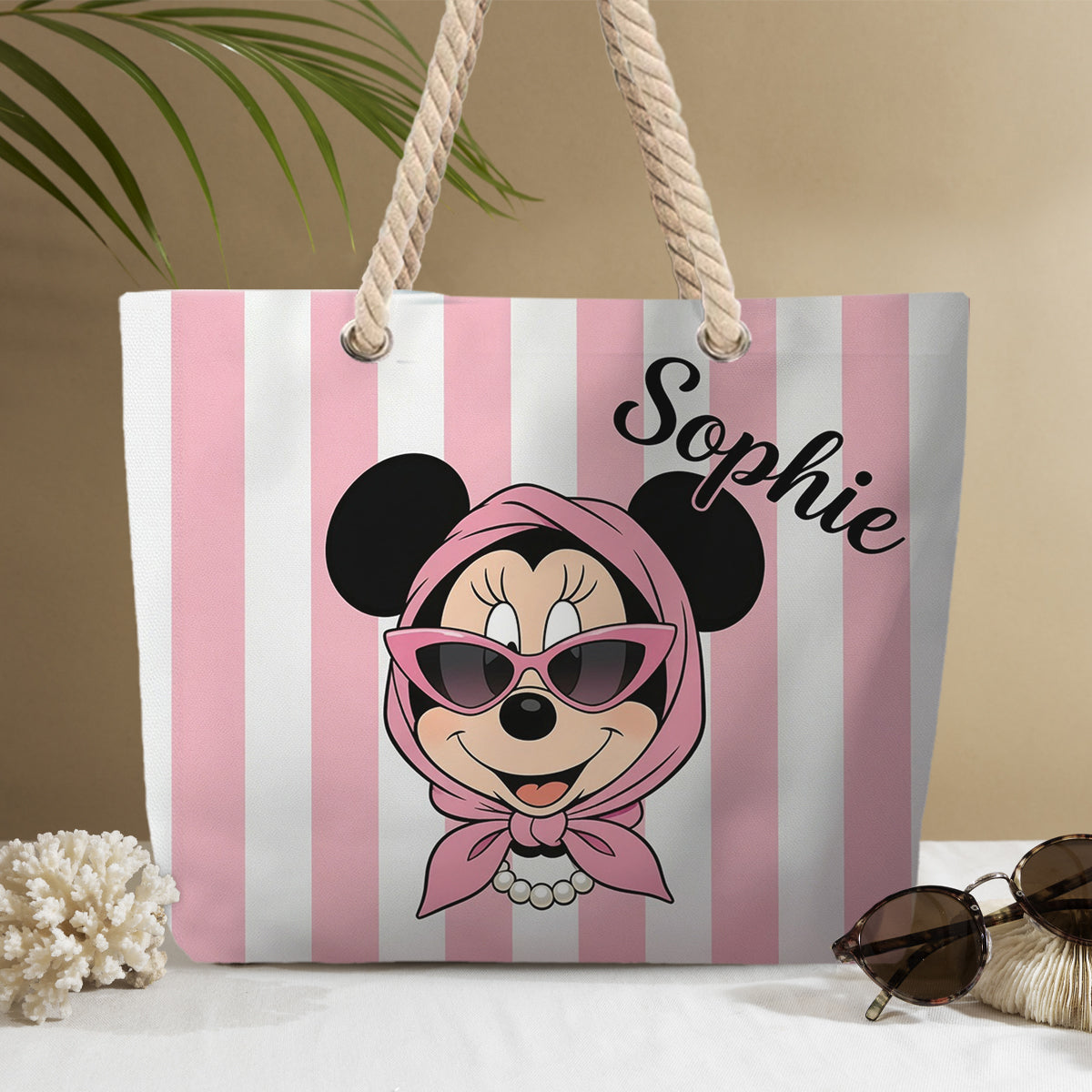 Personalized Canvas Beach Bag Custom Name Gift for Travelers