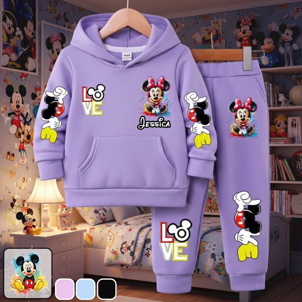Personalized Kid Hoodie & Jogger Set with Mickey Mouse Design Kid Hoodie & Kid Jogger Sweatpants GradoCreations