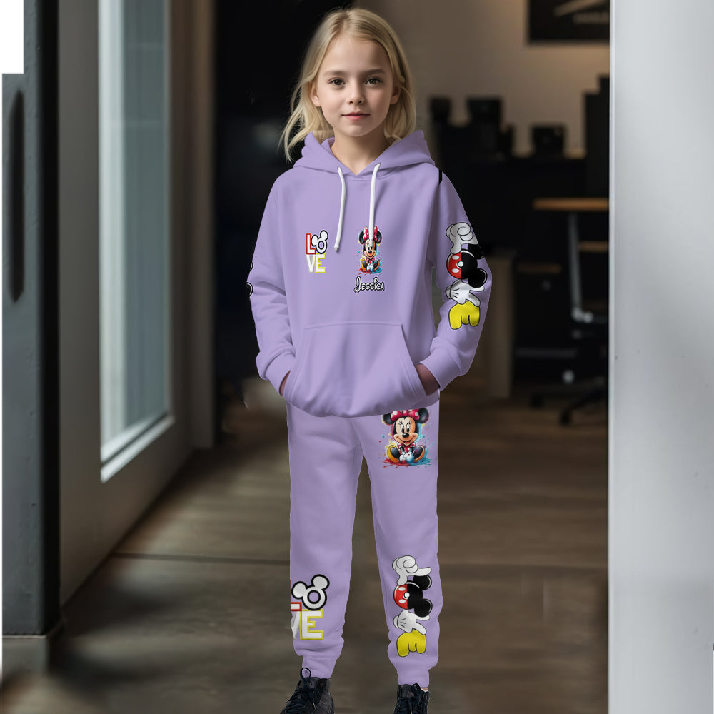 Personalized Kid Hoodie & Jogger Set with Mickey Mouse Design Kid Hoodie & Kid Jogger Sweatpants GradoCreations
