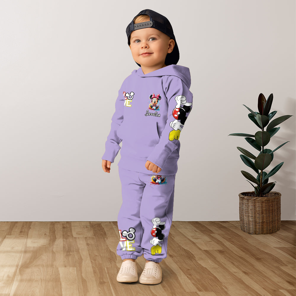 Personalized Kid Hoodie & Jogger Set with Mickey Mouse Design Kid Hoodie & Kid Jogger Sweatpants GradoCreations