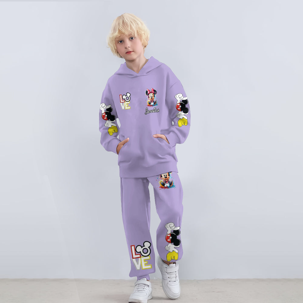 Personalized Kid Hoodie & Jogger Set with Mickey Mouse Design Kid Hoodie & Kid Jogger Sweatpants GradoCreations