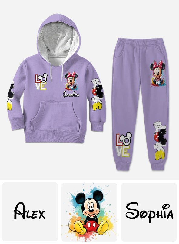 Personalized Kid Hoodie & Jogger Set with Mickey Mouse Design Kid Hoodie & Kid Jogger Sweatpants GradoCreations