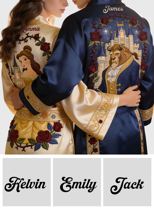 Personalized Beauty and The Beast Pajama Kimono Robe for Couples Pajama Kimono Robe GradoCreations