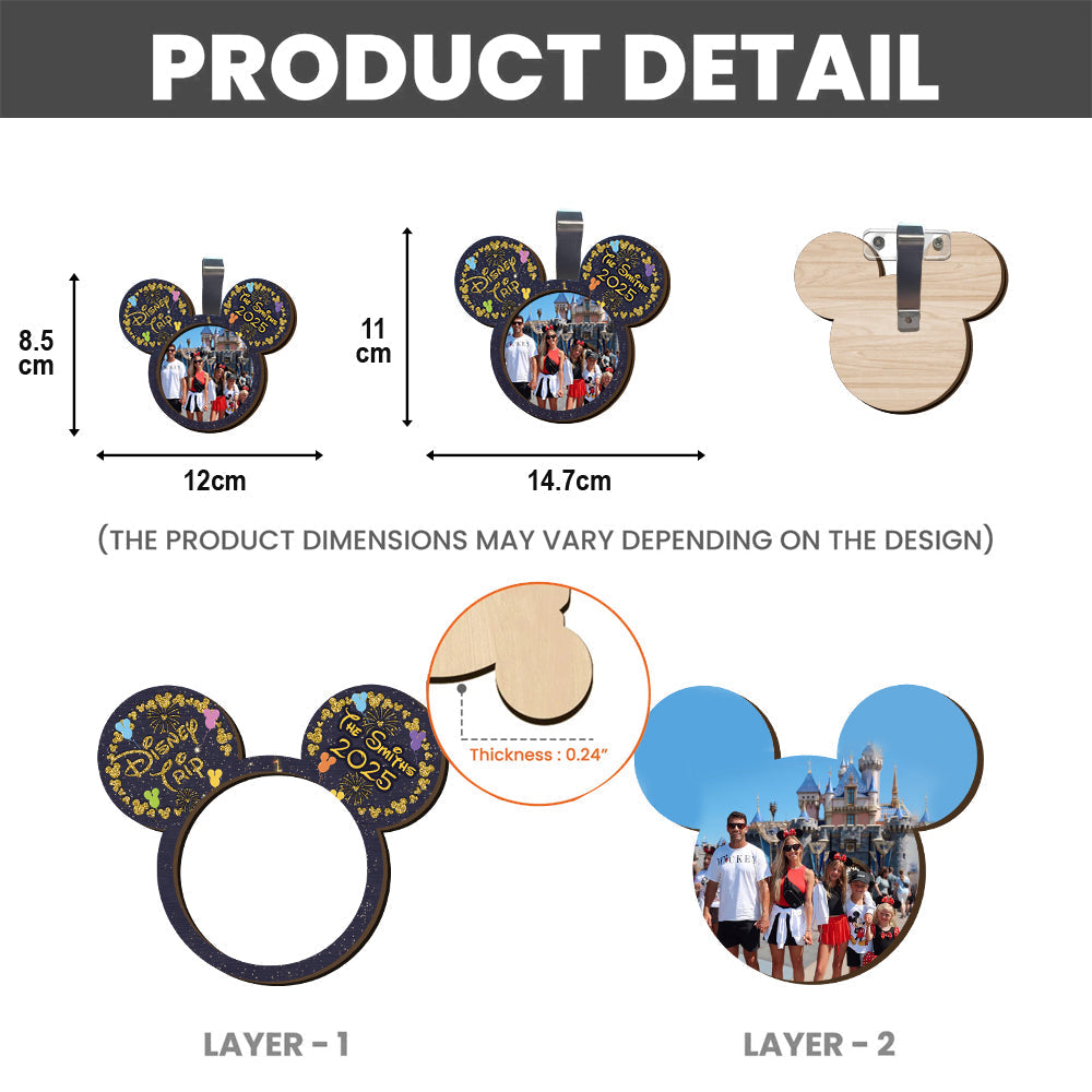 Personalized Family Trip Mouse 2 Layered Car Visor Clip Gift 2 Layered Car Visor Clip GradoCreations