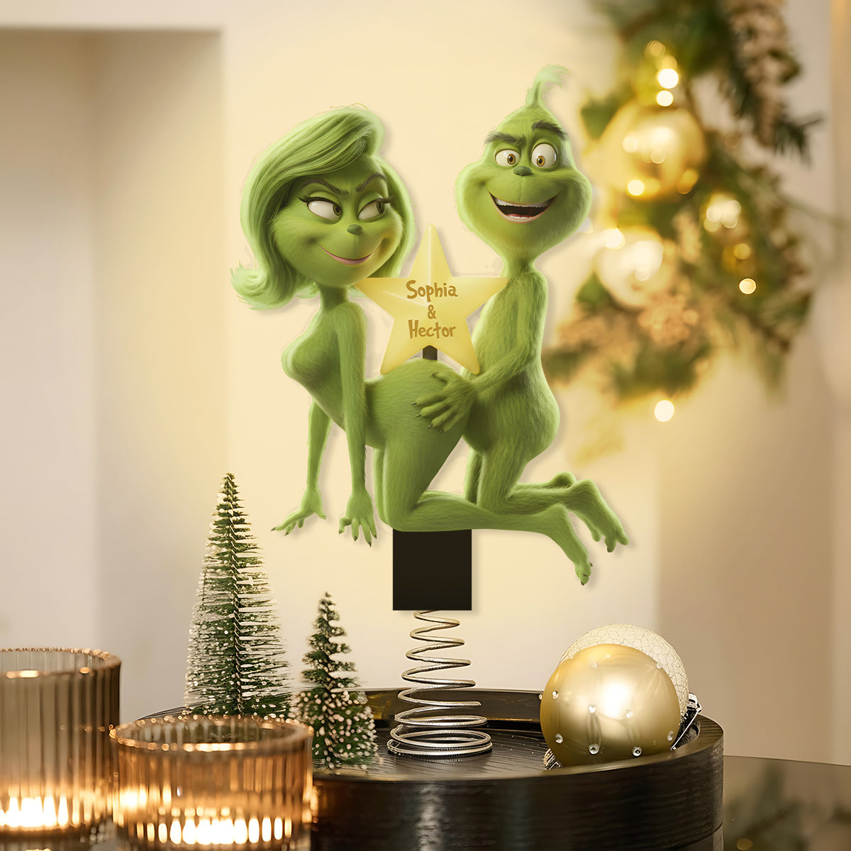 Personalized LED Acrylic Christmas Tree Topper with Custom Name LED Light Tree Topper GradoCreations