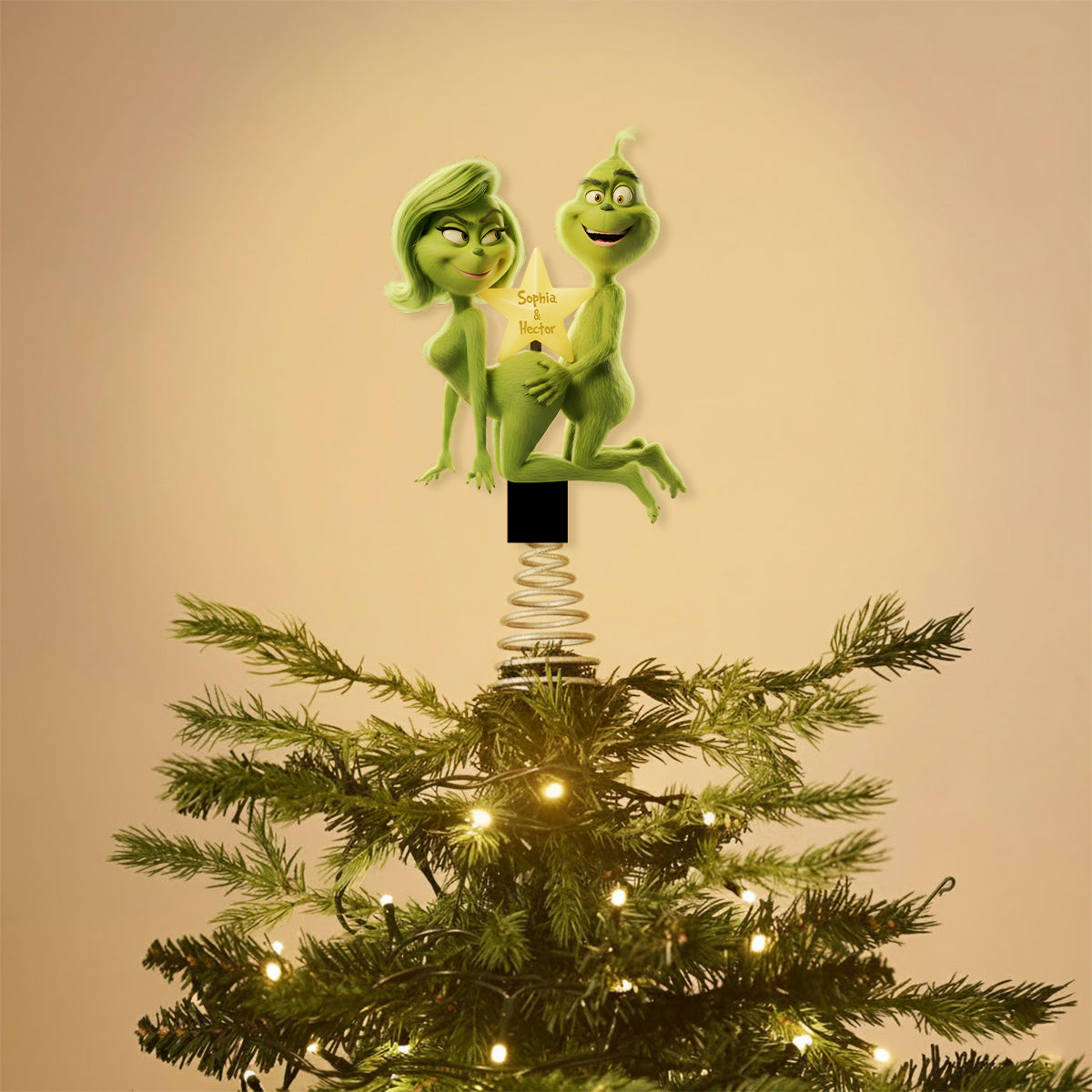 Personalized LED Acrylic Christmas Tree Topper with Custom Name LED Light Tree Topper GradoCreations