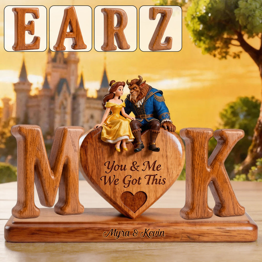 Personalized Beauty and the Beast Wood Plaque Custom Gift for Couples Custom Shaped Wood Plaque GradoCreations