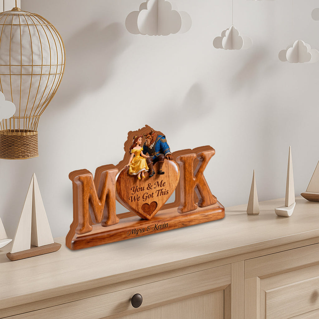 Personalized Beauty and the Beast Wood Plaque Custom Gift for Couples Custom Shaped Wood Plaque GradoCreations