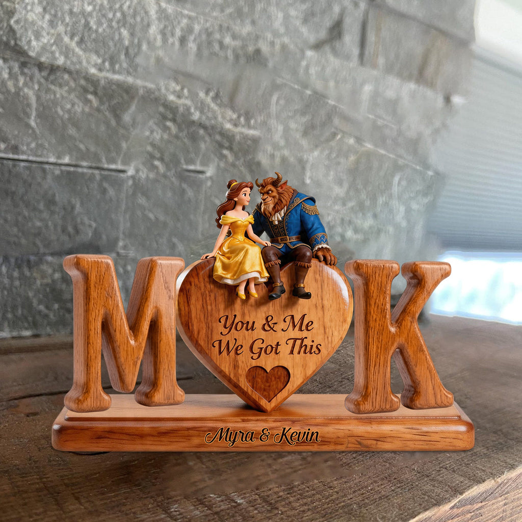 Personalized Beauty and the Beast Wood Plaque Custom Gift for Couples Custom Shaped Wood Plaque GradoCreations