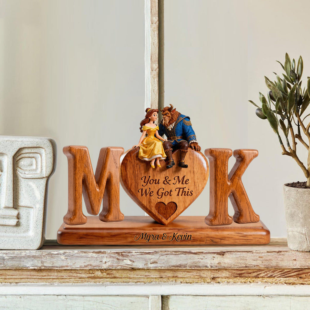 Personalized Beauty and the Beast Wood Plaque Custom Gift for Couples Custom Shaped Wood Plaque GradoCreations