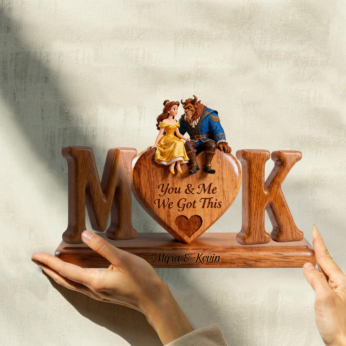 Personalized Beauty and the Beast Wood Plaque Custom Gift for Couples Custom Shaped Wood Plaque GradoCreations