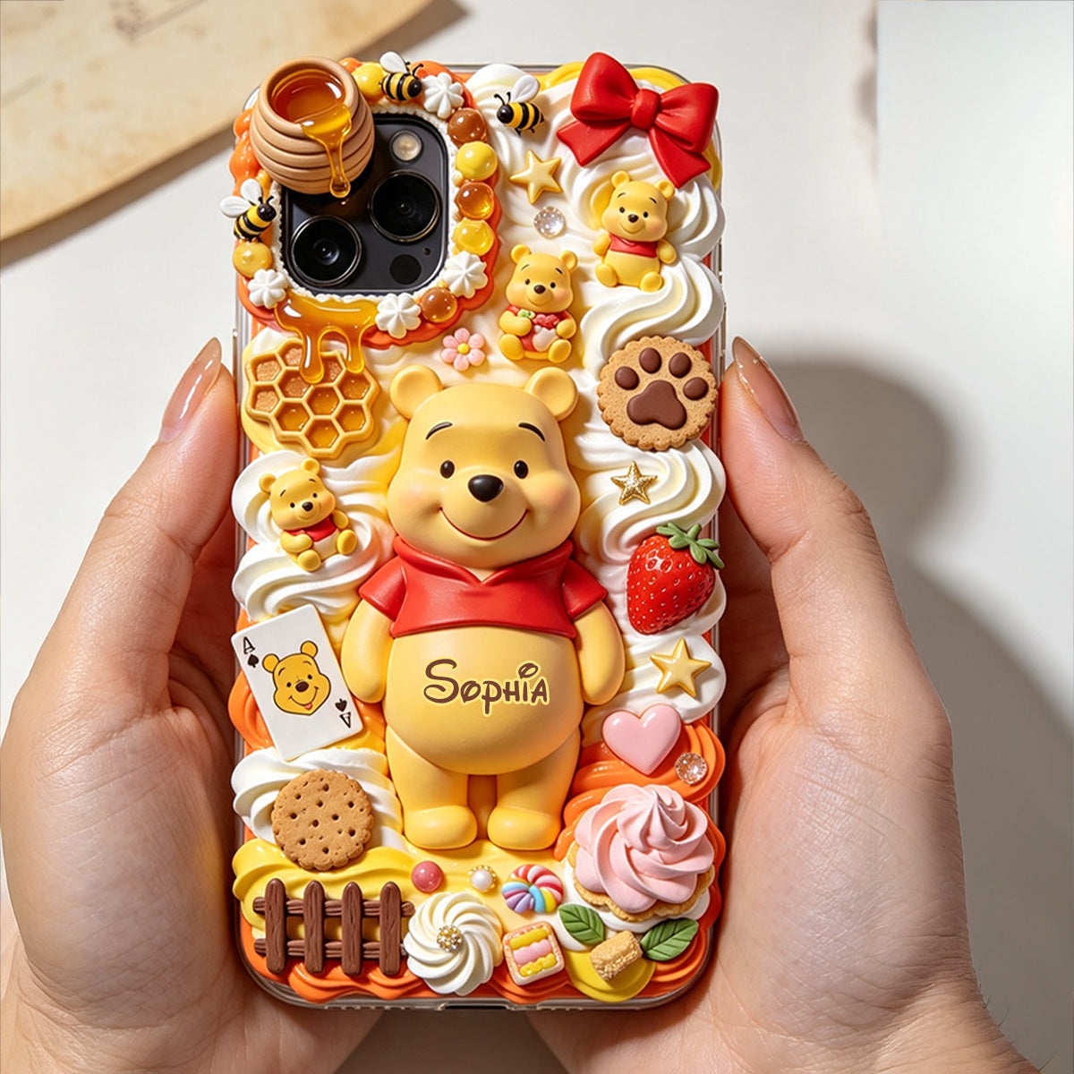 Personalized Sweet Honey Bear Phone Case Custom Name Gift Phone Case GradoCreations