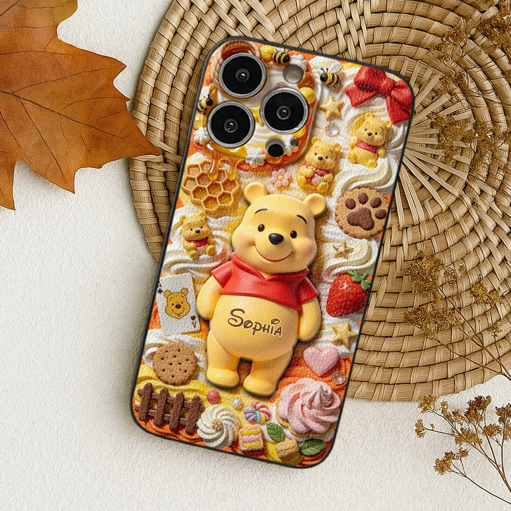 Personalized Sweet Honey Bear Phone Case Custom Name Gift Phone Case GradoCreations