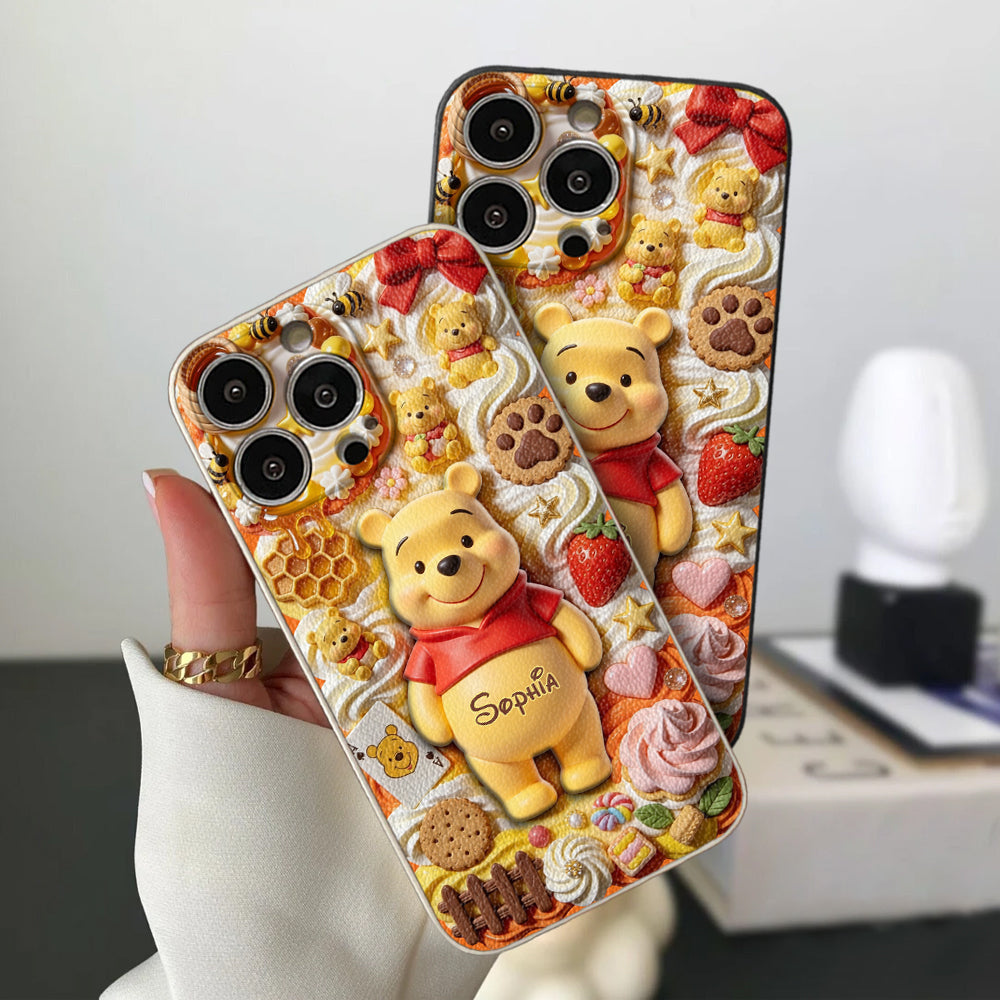 Personalized Sweet Honey Bear Phone Case Custom Name Gift Phone Case GradoCreations