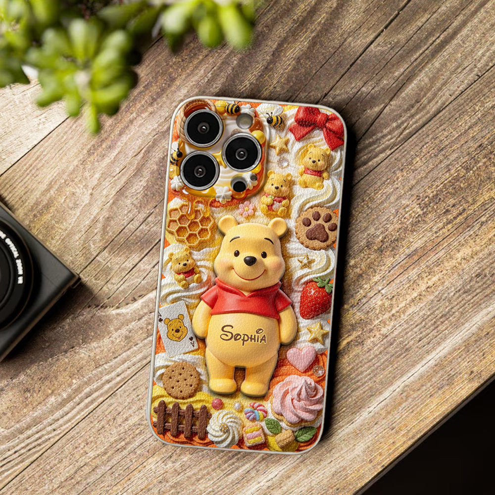 Personalized Sweet Honey Bear Phone Case Custom Name Gift Phone Case GradoCreations