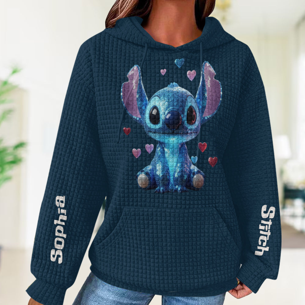 Personalized Ohana Waffle Hoodie with Custom Name for Kids Waffle Hoodie GradoCreations