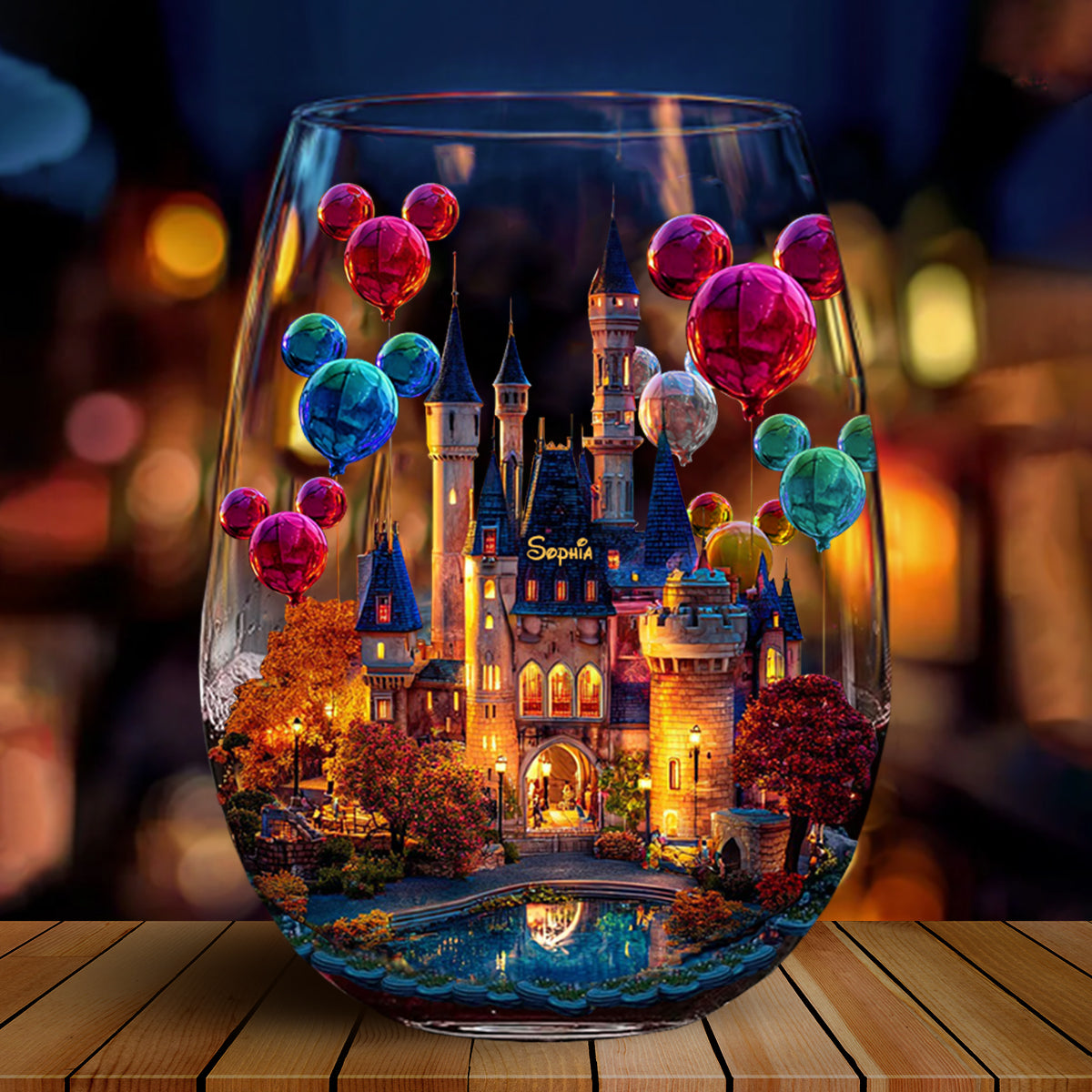 Personalized All Over Wine Glass Magical Night Gift for Her All Over Wine Glass GradoCreations