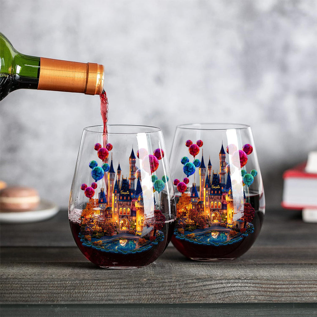 Personalized All Over Wine Glass Magical Night Gift for Her All Over Wine Glass GradoCreations