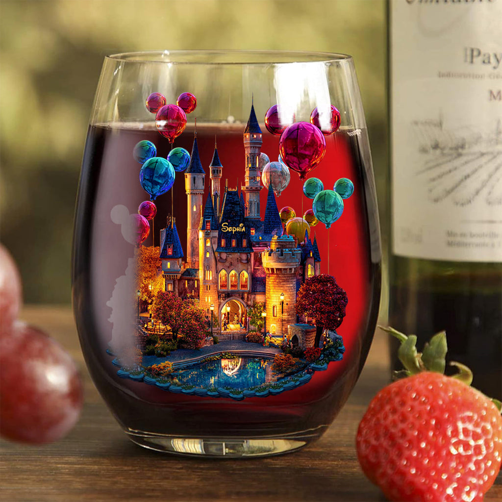 Personalized All Over Wine Glass Magical Night Gift for Her All Over Wine Glass GradoCreations