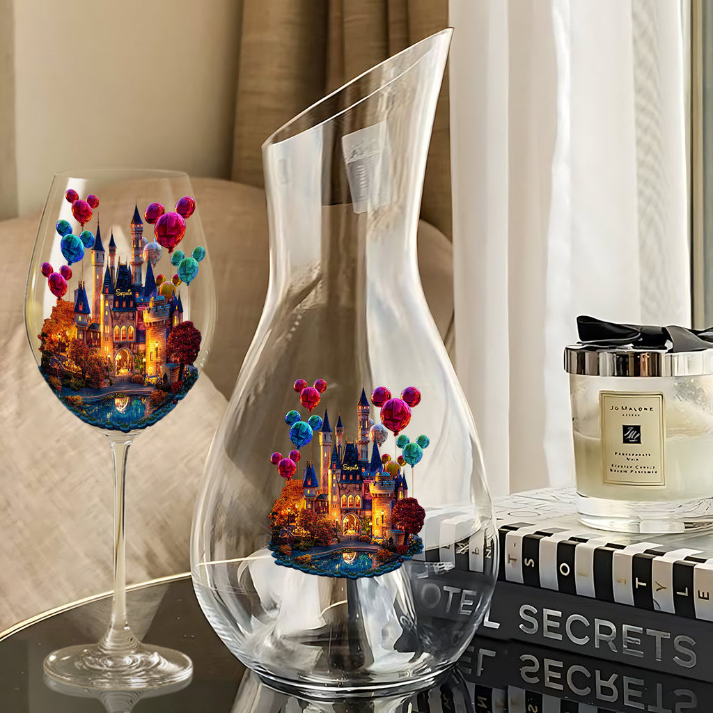 Personalized Magic Mouse Wine Glass 13.5oz Custom Name Gift Wine Decanter And Glass Set GradoCreations