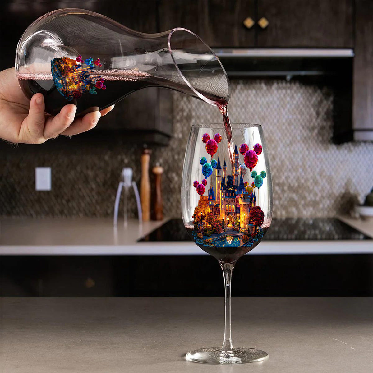Personalized Magic Mouse Wine Glass 13.5oz Custom Name Gift Wine Decanter And Glass Set GradoCreations