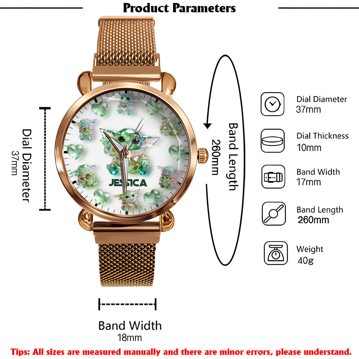 Personalized Cute Baby Character Women's Watch Unique Gift Women Hand Watch GradoCreations