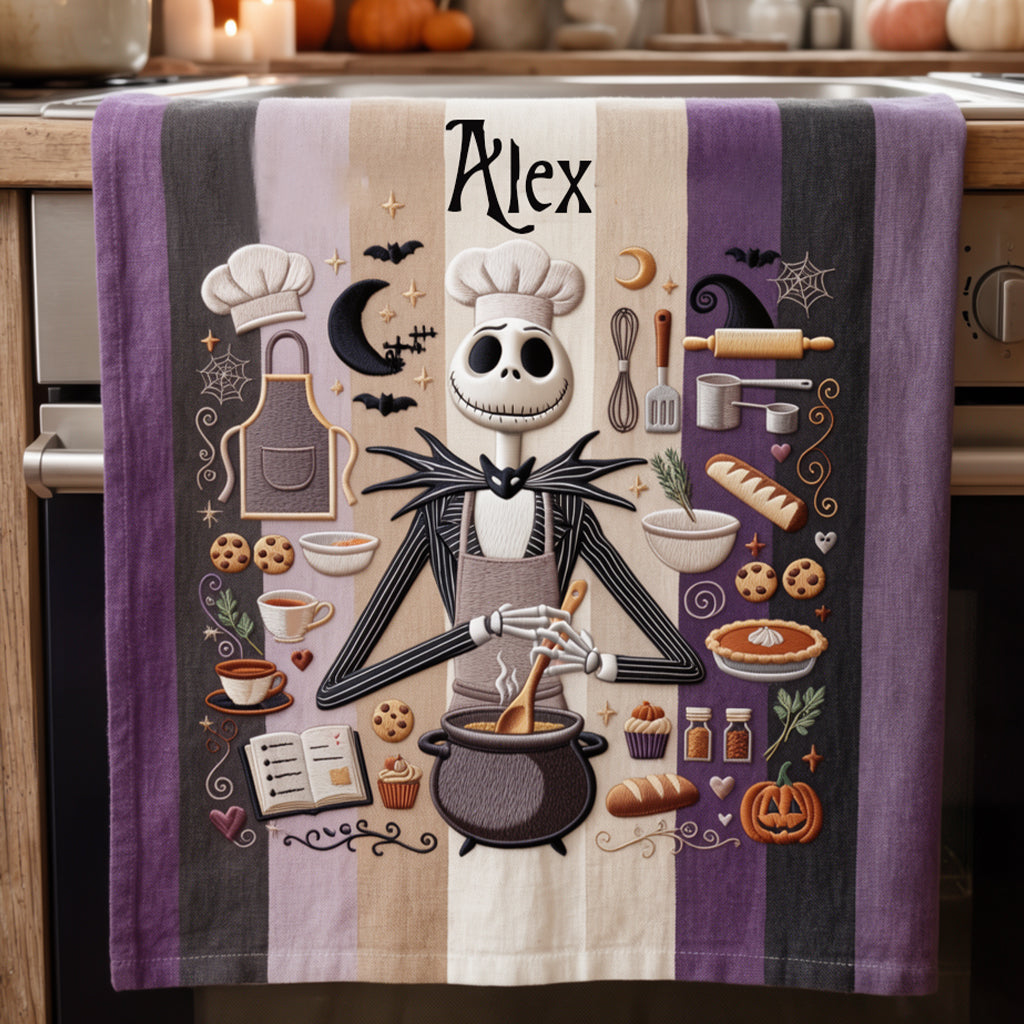 Personalized Halloween Kitchen Towel with Spooky Design | Custom Name Gift Towel GradoCreations