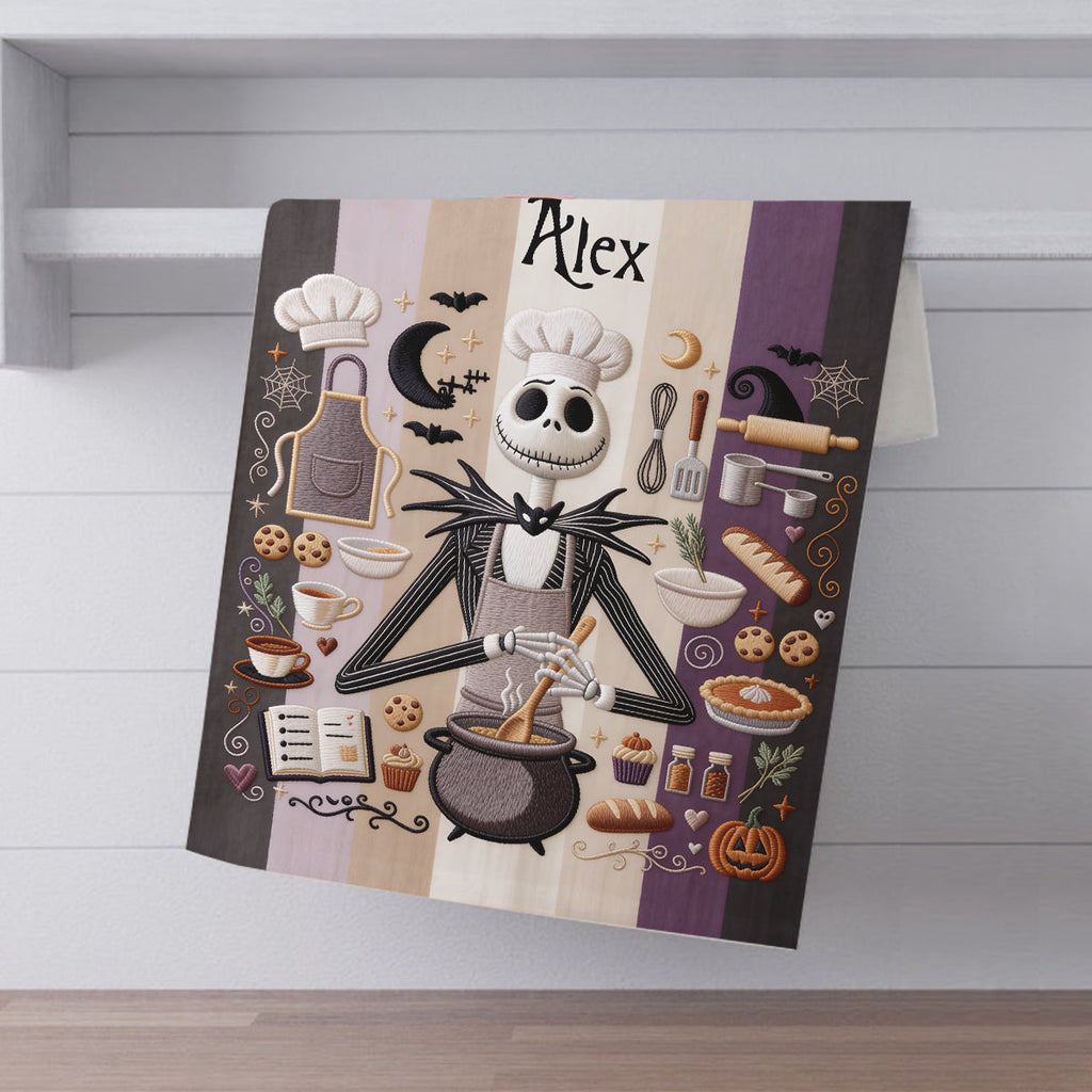 Personalized Halloween Kitchen Towel with Spooky Design | Custom Name Gift Towel GradoCreations