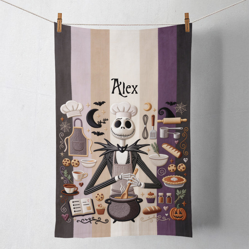 Personalized Halloween Kitchen Towel with Spooky Design | Custom Name Gift Towel GradoCreations