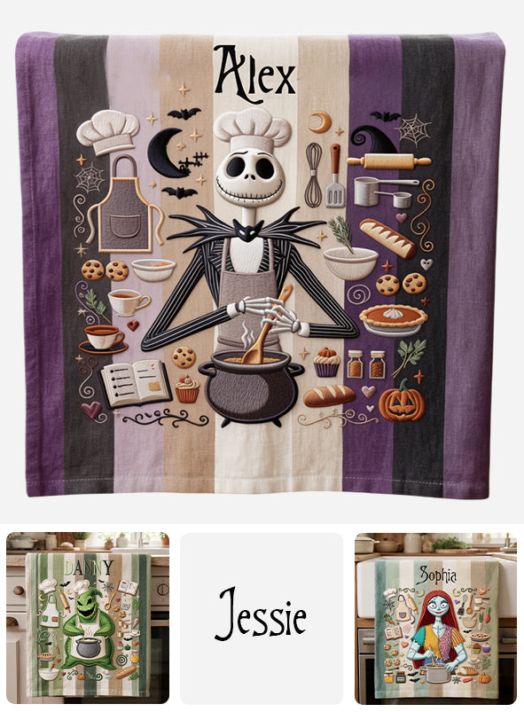 Personalized Halloween Kitchen Towel with Spooky Design | Custom Name Gift Towel GradoCreations