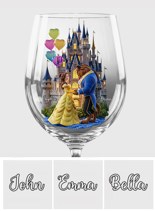 Personalized Long Stem Wine Glass Custom Names Gift for Couples Wine Glass With Long Stem GradoCreations