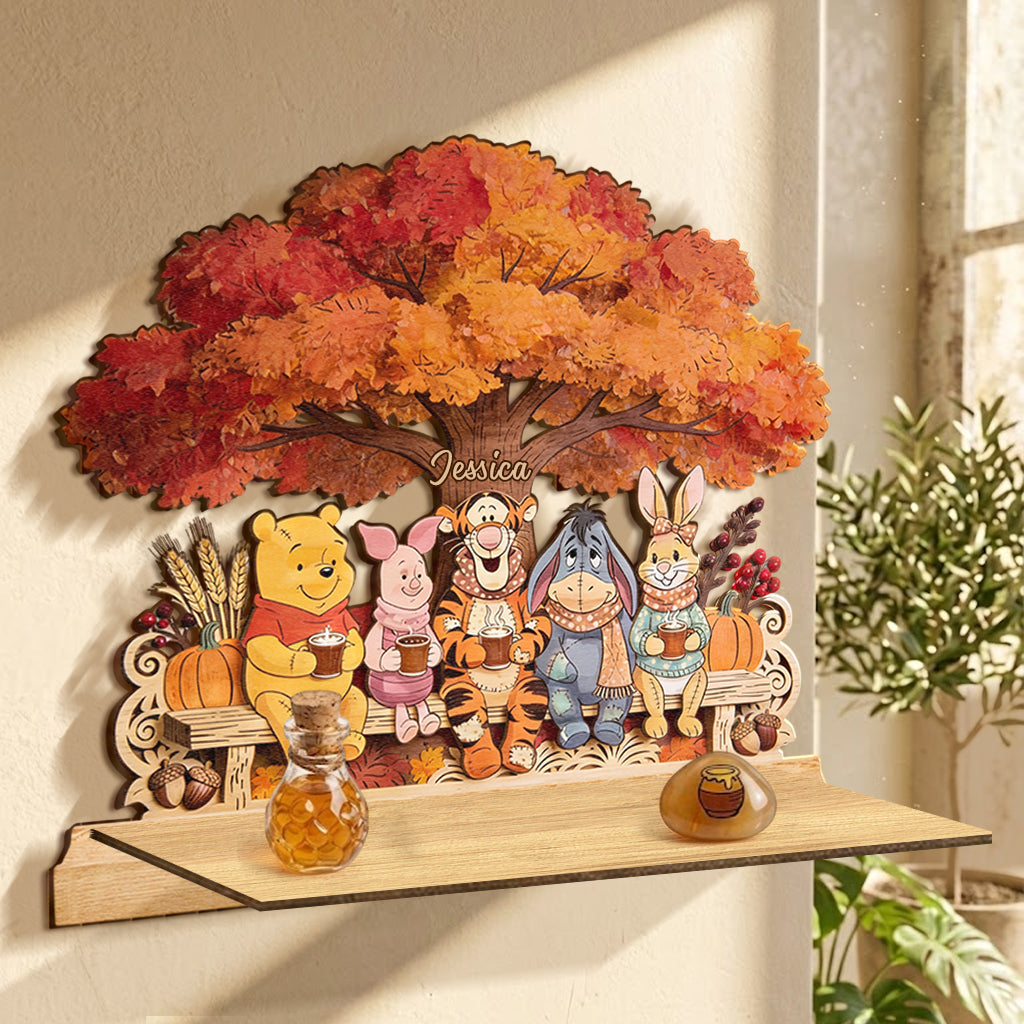 Personalized Wooden Floating Shelf with Honey Bear Design for Kids Wooden Floating Shelf GradoCreations
