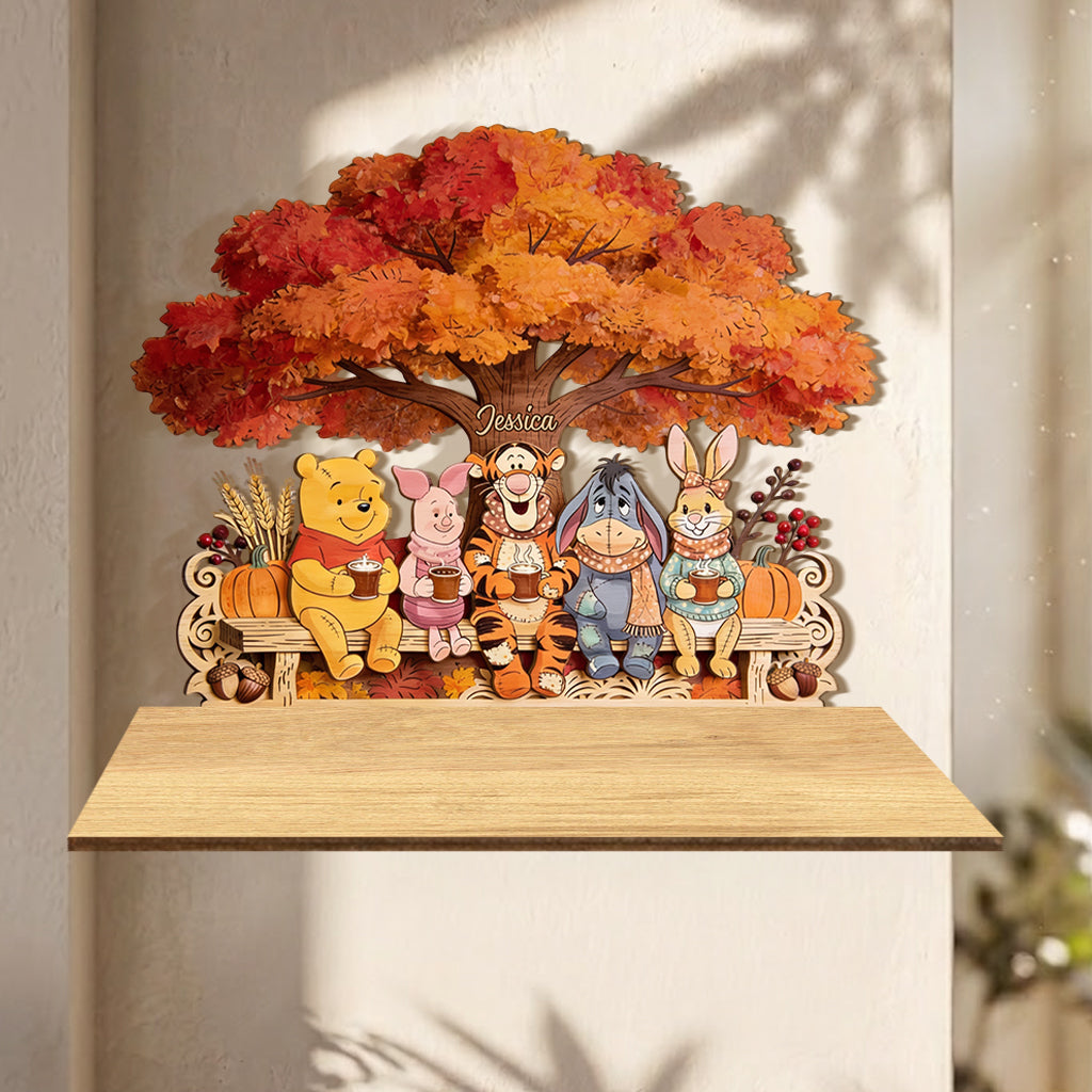 Personalized Wooden Floating Shelf with Honey Bear Design for Kids Wooden Floating Shelf GradoCreations
