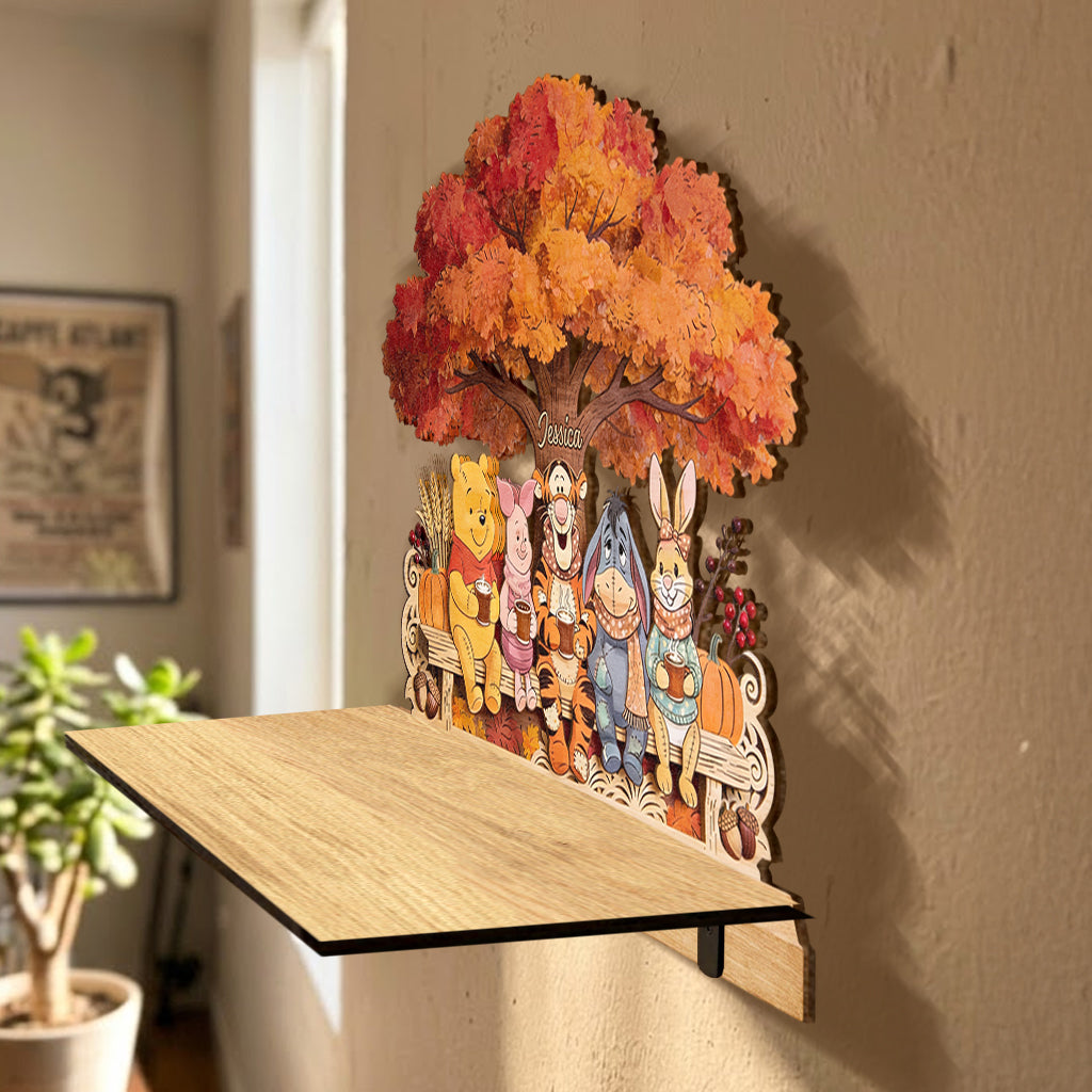 Personalized Wooden Floating Shelf with Honey Bear Design for Kids Wooden Floating Shelf GradoCreations